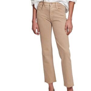 NWT GAP Jeans Women's 2 Tan Cheeky Straight High Rise Raw Hem Neutral